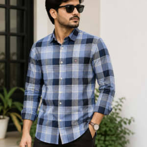 blue nice premium indigo blue multi checked casual shirt for men