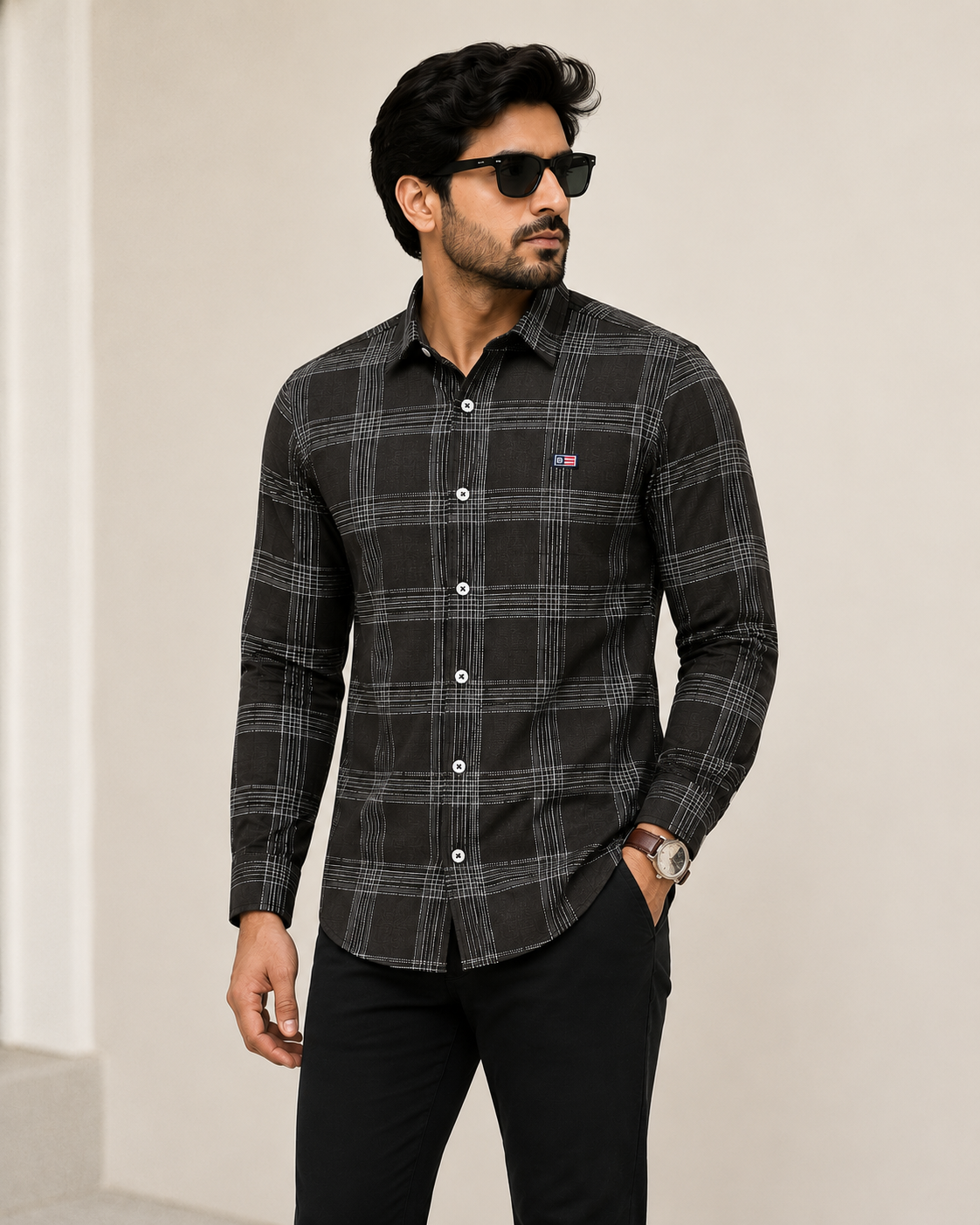 blue nice premium charcoal black checked casual shirt for men blue nice premium charcoal black checked casual shirt for men