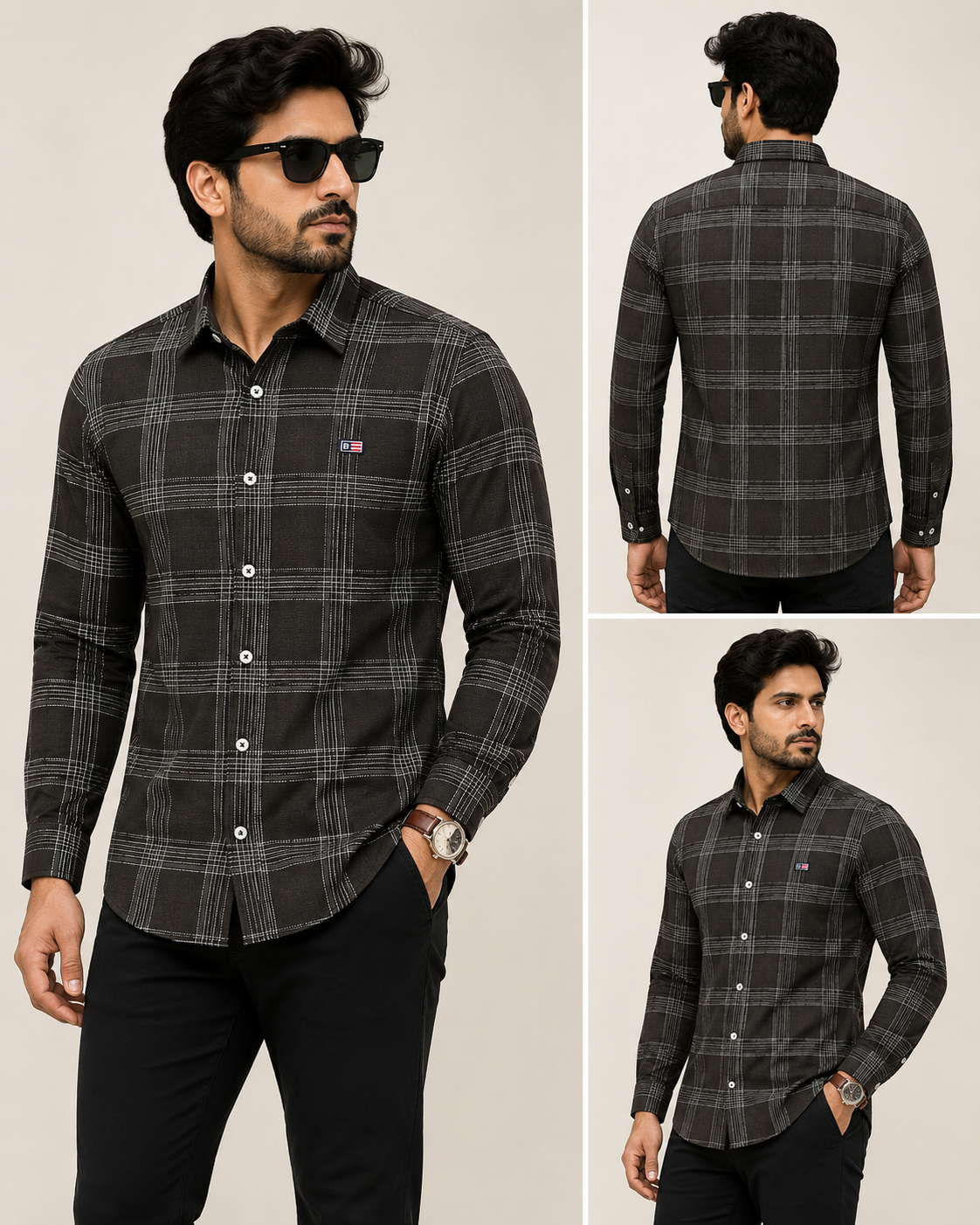 blue nice premium charcoal black checked casual shirt for men blue nice premium charcoal black checked casual shirt for men