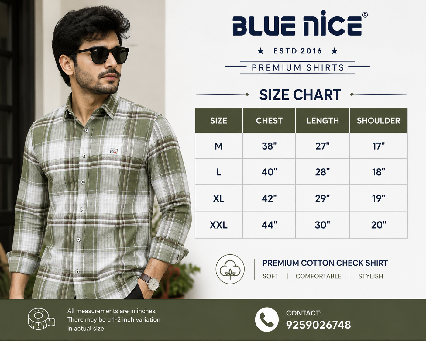 blue nice premium olive green checked casual shirt for men blue nice premium olive green checked casual shirt for men